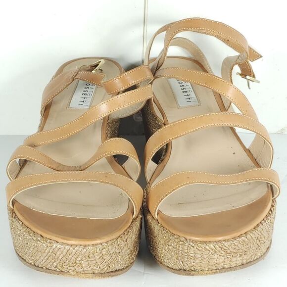 Fratelli Rossetti Women's US6 US36,5 Tan Leather Espadrill Strappy Wedge Sandals - Picture 5 of 16